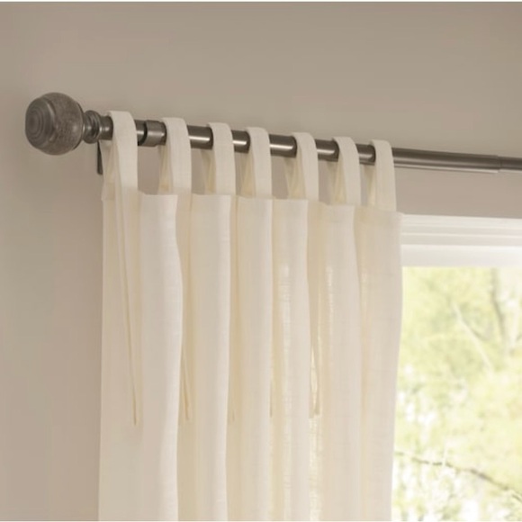 2PK Allen + Roth Harlow Light Filtering 84in Tie Top Panel in Ivory NEW - Picture 2 of 10